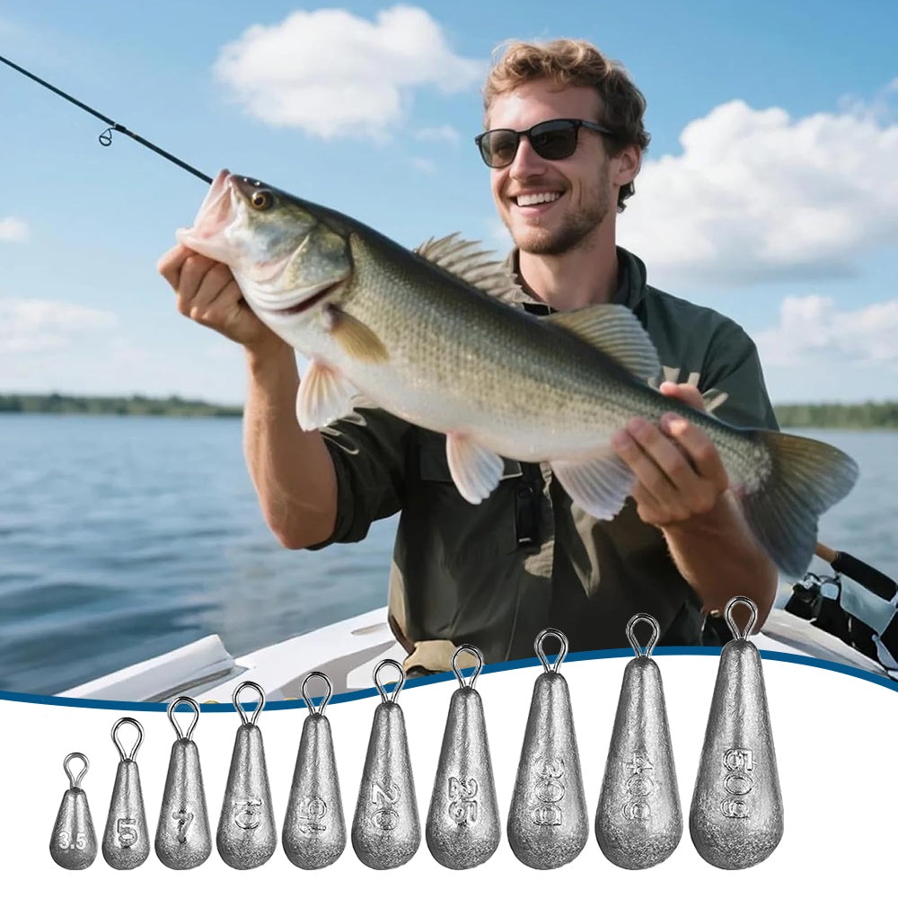 Jercoda 40 pcs Fishing Weights, 10 Sizes Fishing Sinkers Mixed Carp Fishing Weights with Swivel Assorted Metal Fish Casting Tool Set, Drop Shape Design Fishing Metal Weights