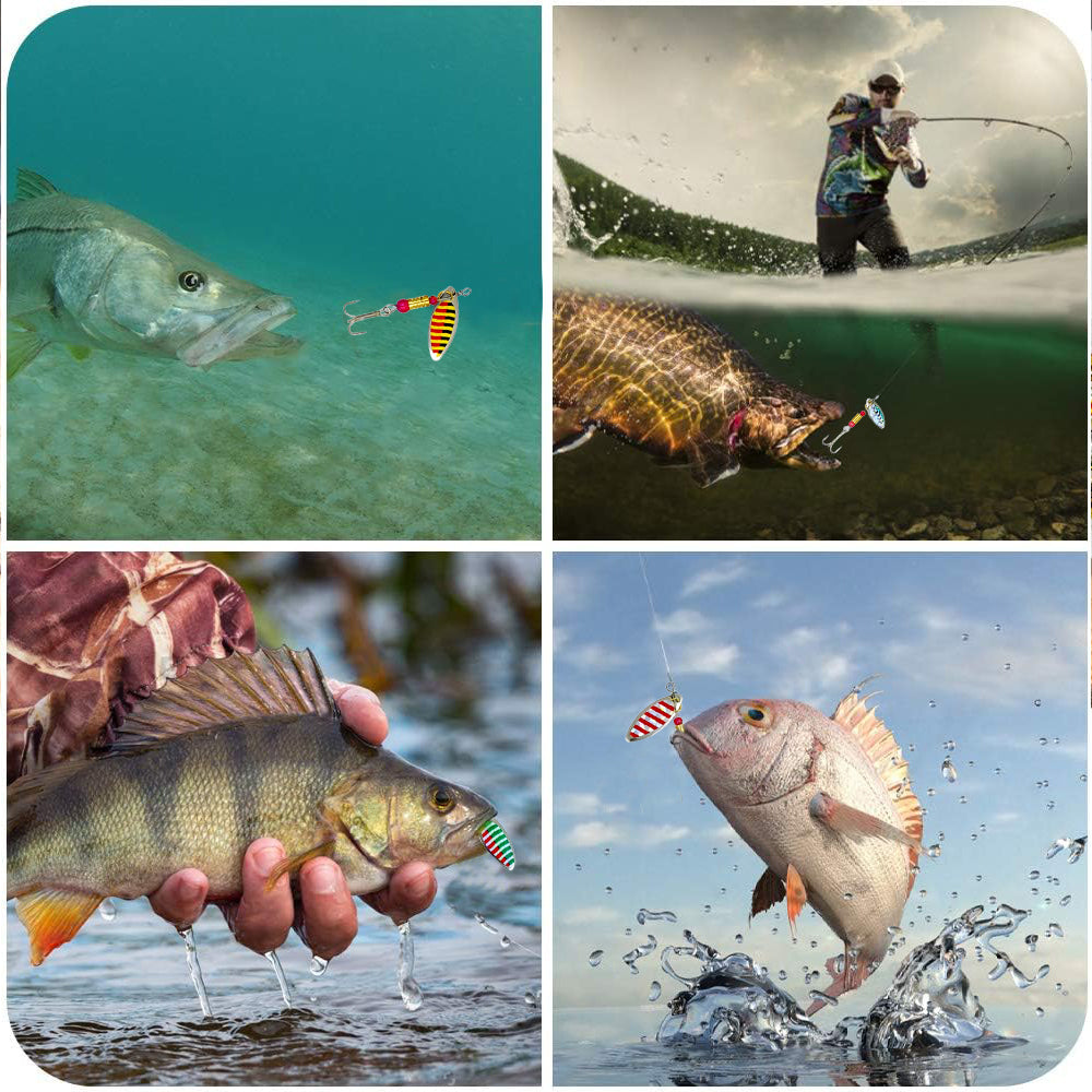 Jercoda 30pcs Fishing Lures Kit with Tackle Box, Colorful Fishing Lure Bass Baits Kit Sharp Hooks Hard Metal Lure Baits Spinner Baits Set for Fishing