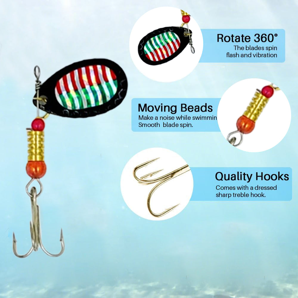 Jercoda 30pcs Fishing Lures Kit with Tackle Box, Colorful Fishing Lure Bass Baits Kit Sharp Hooks Hard Metal Lure Baits Spinner Baits Set for Fishing