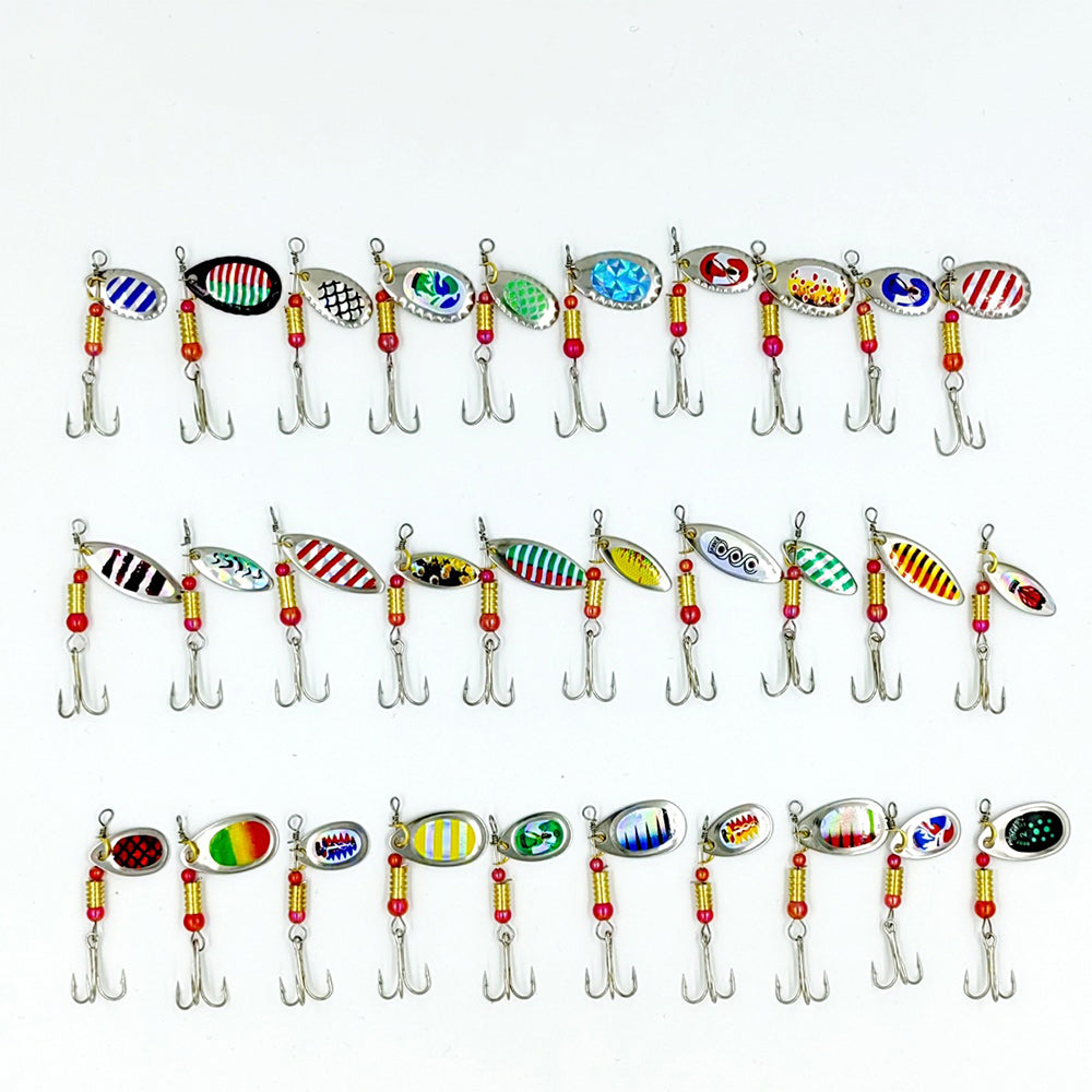 Jercoda 30pcs Fishing Lures Kit with Tackle Box, Colorful Fishing Lure Bass Baits Kit Sharp Hooks Hard Metal Lure Baits Spinner Baits Set for Fishing