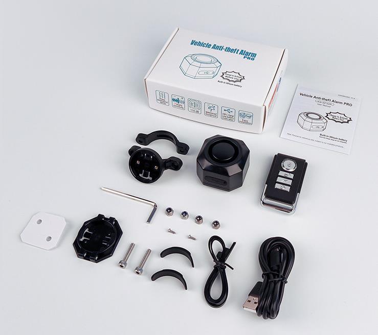 Jercoda Bike Security Alarm with Remote, Anti-theft Vibration Motion Sensor System Alarm, 110dB Volumn Wireless Adjustable Vehicle Alarm for Bike Bicycle Motorcycle Electric Tricycle