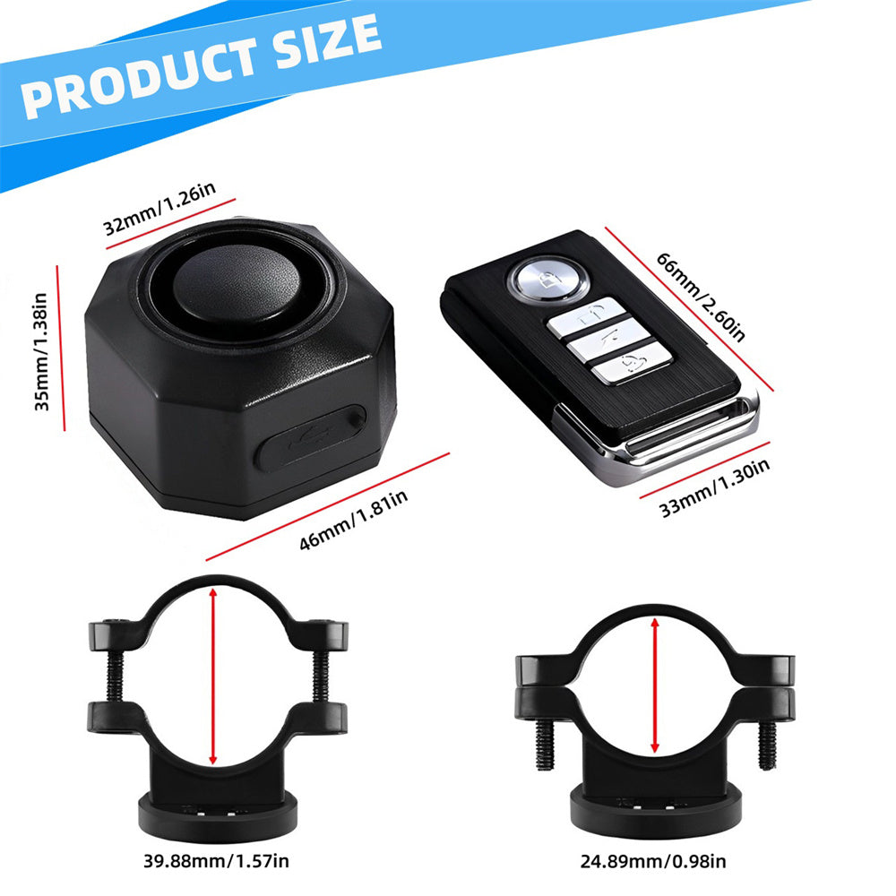 Jercoda Bike Security Alarm with Remote, Anti-theft Vibration Motion Sensor System Alarm, 110dB Volumn Wireless Adjustable Vehicle Alarm for Bike Bicycle Motorcycle Electric Tricycle