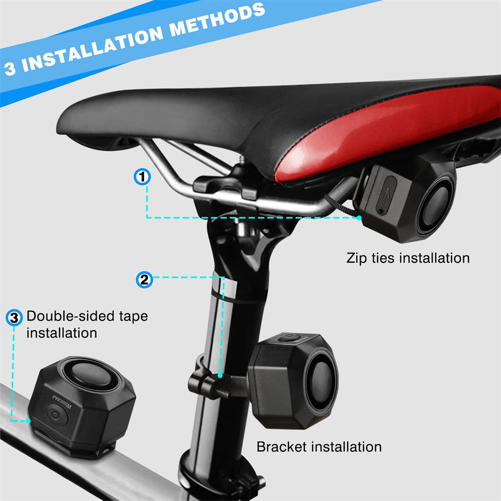 Jercoda Bike Security Alarm with Remote, Anti-theft Vibration Motion Sensor System Alarm, 110dB Volumn Wireless Adjustable Vehicle Alarm for Bike Bicycle Motorcycle Electric Tricycle