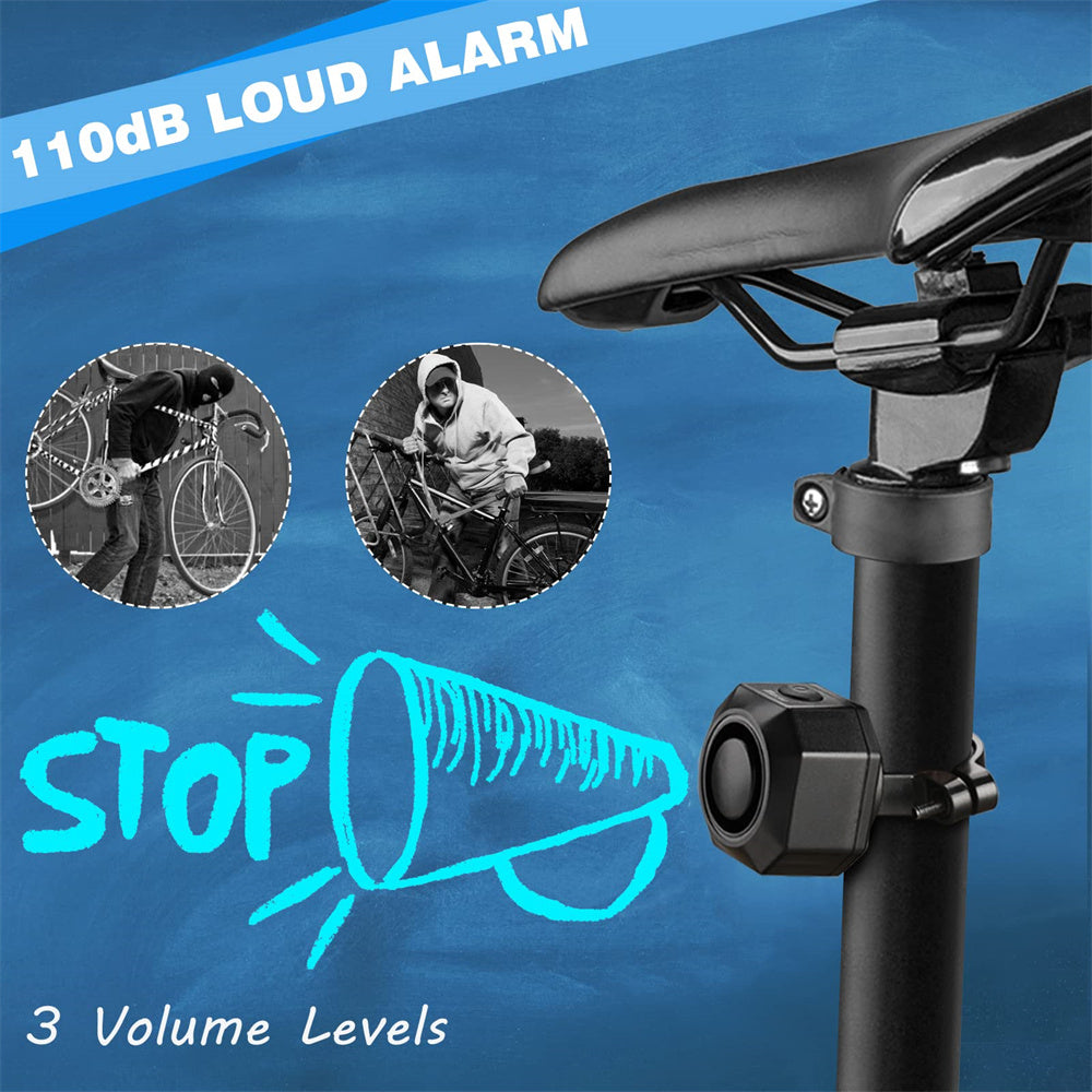 Jercoda Bike Security Alarm with Remote, Anti-theft Vibration Motion Sensor System Alarm, 110dB Volumn Wireless Adjustable Vehicle Alarm for Bike Bicycle Motorcycle Electric Tricycle