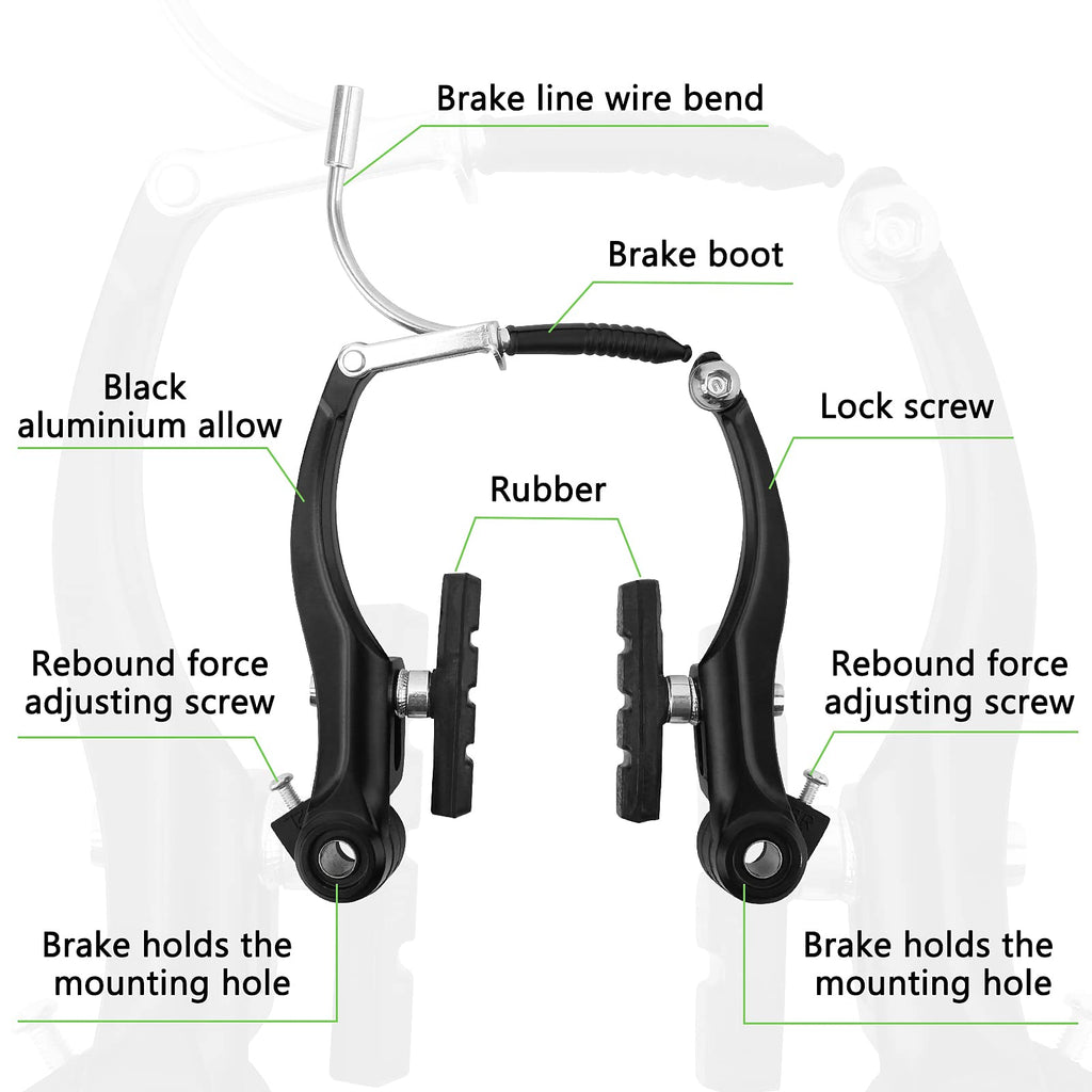 Jercoda 1 Set Bike v Brake, Bike Disc Brake Aluminum Front and Rear Caliper Brakes for Road Bike Mountain Bike