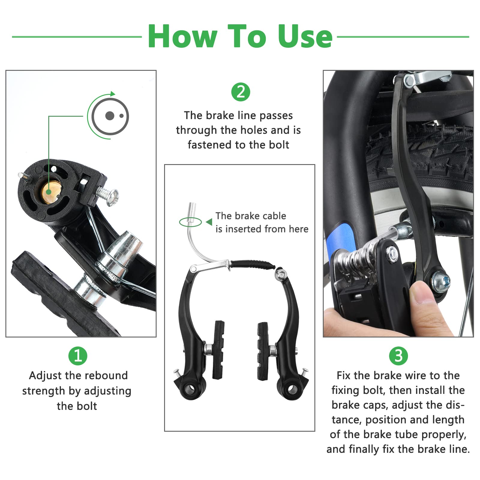 Jercoda 1 Set Bike v Brake, Bike Disc Brake Aluminum Front and Rear Caliper Brakes for Road Bike Mountain Bike