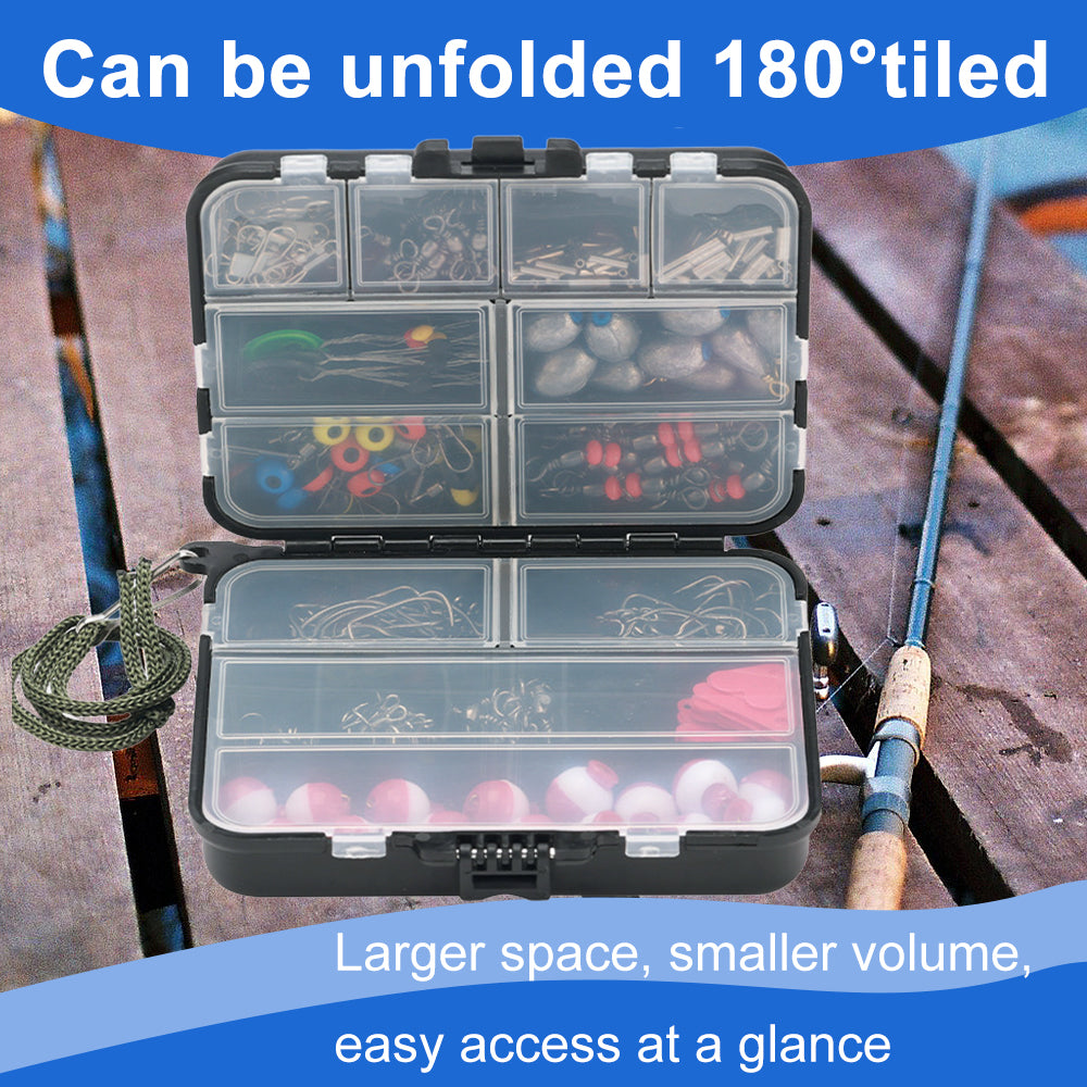 Jercoda 264pcs Fishing Lure Kit with Tackle Box, Multiple Fishing Accessories Kit with Hooks Sinkers Swivels