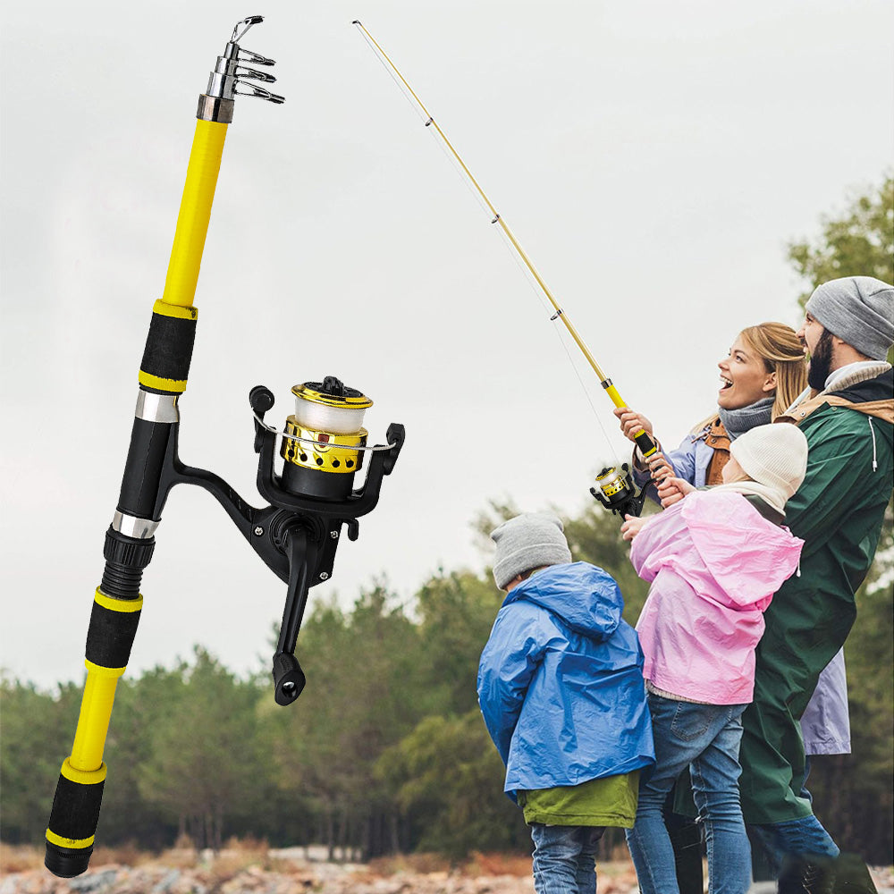 Jercoda Fishing Pole and Reel Cambo Set, Portable Telescopic Fishing Rod Kit for Beginners Youth