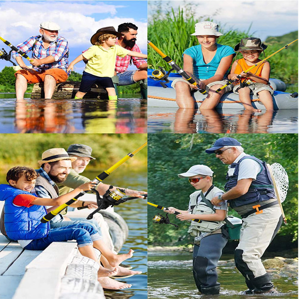 Jercoda Fishing Pole and Reel Cambo Set, Portable Telescopic Fishing Rod Kit for Beginners Youth
