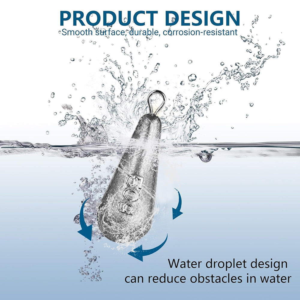 Jercoda 40 pcs Fishing Weights, 10 Sizes Fishing Sinkers Mixed Carp Fishing Weights with Swivel Assorted Metal Fish Casting Tool Set, Drop Shape Design Fishing Metal Weights